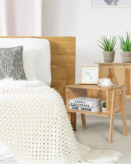 Giantex Bedroom Stackable End Table (Natural)