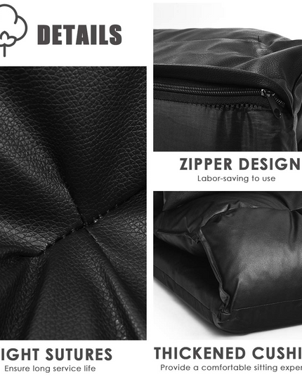 Giantex Floor Sofa PU Leather Leisure Bed Video Gaming Sofa with Two Pillows, Black