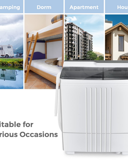 Compact Mini Laundry Washer for Apartment and Home (White & Gray)