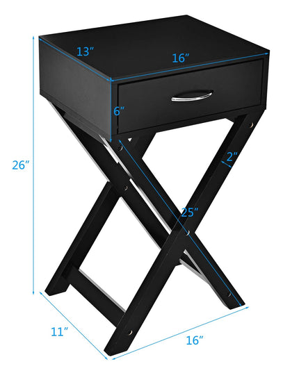 Giantex Nightstand with Drawer X-Shaped Design Sofa Side Table