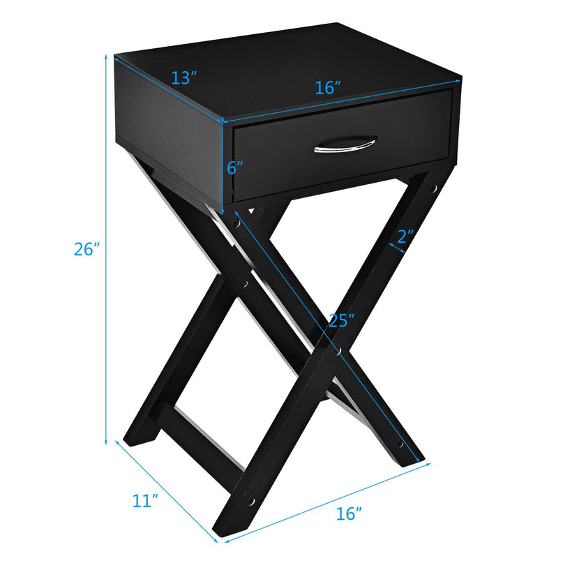 Giantex Nightstand with Drawer X-Shaped Design Sofa Side Table
