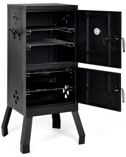 Giantex Outdoor Smoker with Double Doors, 2 Detachable Grill Netting Smoking Racks