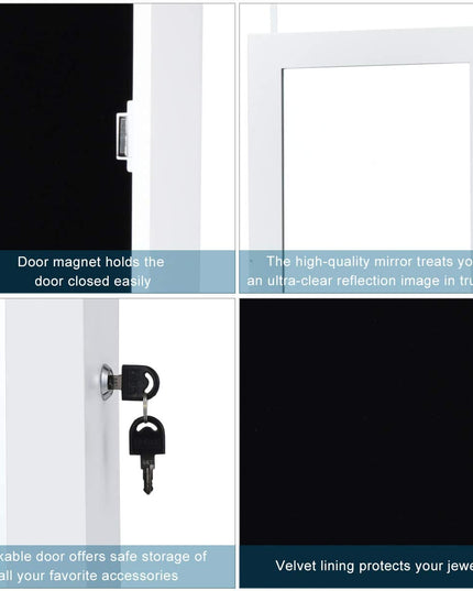 Wall Door Mount Jewelry Armoire Cabinet with 15 LED Lights - Giantex