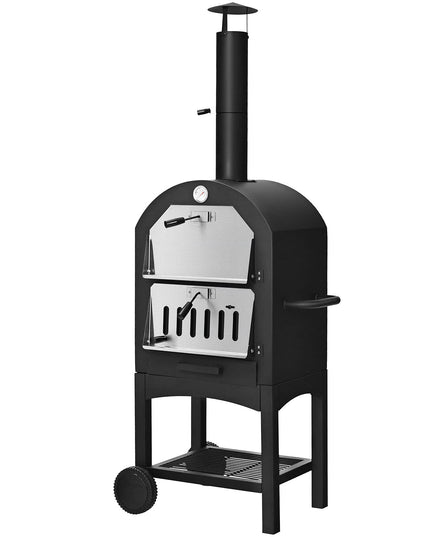 Giantex Pizza Oven Outdoor, Wood Fire Pizza Grill Maker with Waterproof Cover