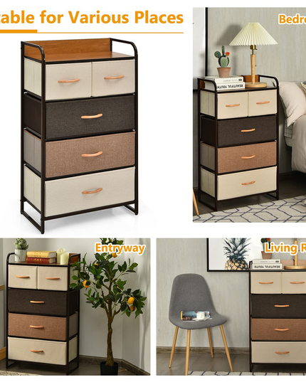 Giantex Sturdy Steel Frame & Wooden Top Vertical Organizer Unit for Closets, Bedroom Utility Dresser Chest (23 x 11.5 x 39 inch)