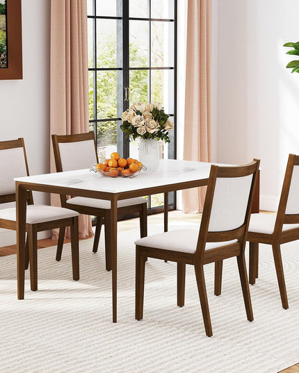 Giantex Upholstered Dining Chairs Set of 2/4, Modern Farmhouse Kitchen Chairs w/Padded Backrest & Cushioned Seat, Rubber Wood Frame