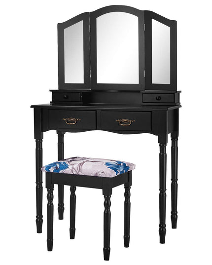 Giantex Modern Bedroom Bathroom Makeup Vanity Desk with Cushioned Stool for Girls Women