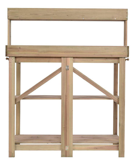 Giantex Outdoor Garden Wooden Potting Work Bench Station Planting Workbench (Light Cyan) - Giantexus