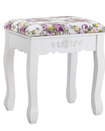 Vanity Set with Tri-Folding Mirror and Cushioned Stool - Giantex