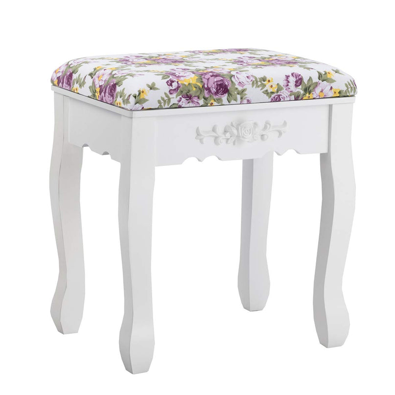 Vanity Set with Tri-Folding Mirror and Cushioned Stool - Giantex
