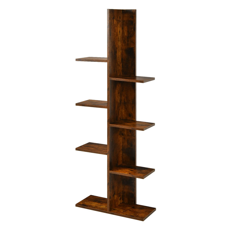 Giantex Wood Bookshelf, 7-Tier Tall Freestanding Tree Bookshelf with Anti-toppling
