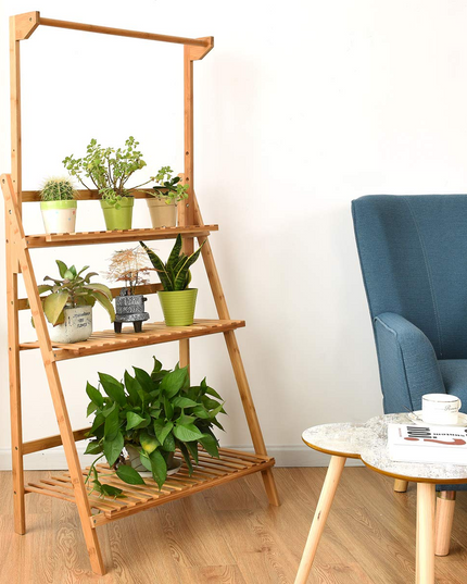 Giantex 3-Tier Hanging Plant Stand Storage Shelf, Folding Flower Pot Organizer Display Storage Rack