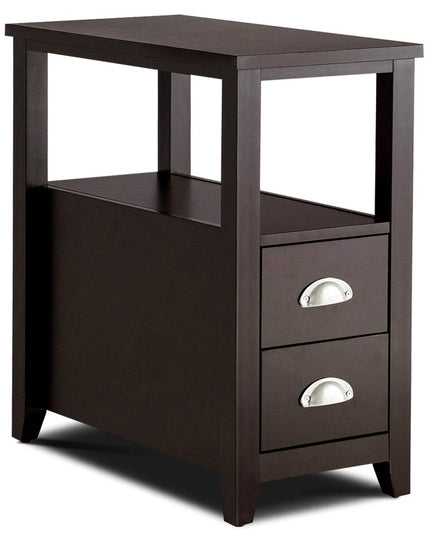 Table d'appoint Giantex en bois avec 2 tiroirs et étagère, table de chevet rectangulaire peu encombrante