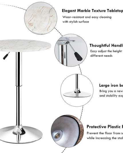 Round Pub Table Height Adjustable, 360 Swivel Cocktail Pub Table
