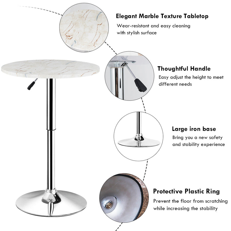 Round Pub Table Height Adjustable, 360 Swivel Cocktail Pub Table