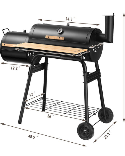 Giantex BBQ Grill Charcoal Barbecue Grill Outdoor Pit Patio Backyard Home Meat Cooker Smoker with Offset Smoker