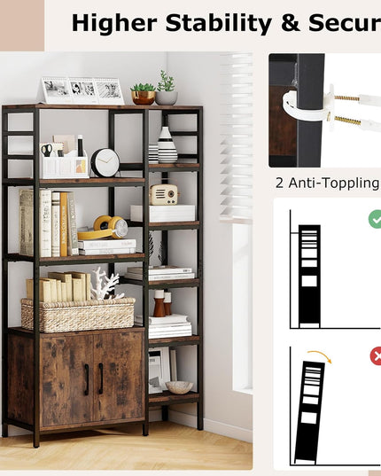 Giantex Double Wide 8 Tier Bookshelf for Living Room