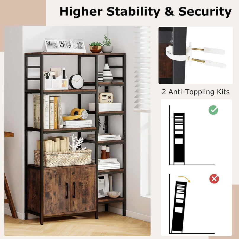 Giantex Double Wide 8 Tier Bookshelf for Living Room