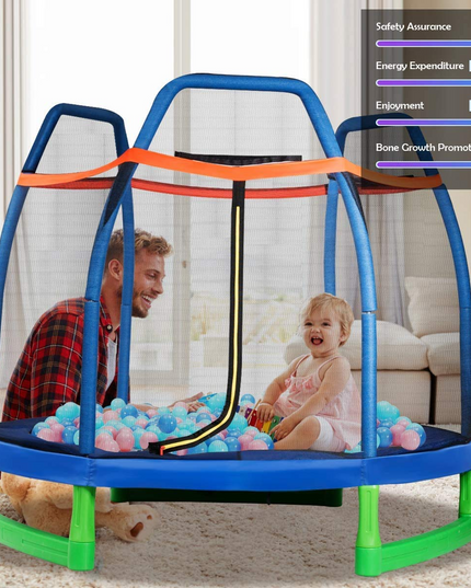 Giantex 7 Ft Kids Trampoline w/Safety Enclosure Net