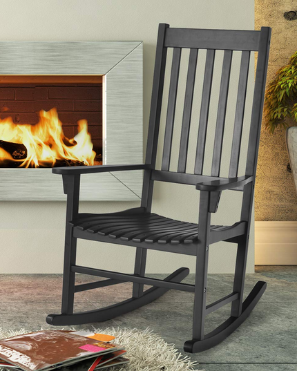 Giantex Rocking Chair Acacia Wood Frame Outdoor& Indoor