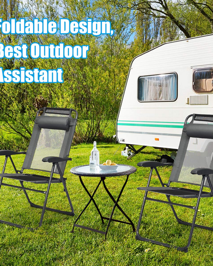 Giantex Set of 2 Patio Dining Chairs, Folding Lounge Chairs with 7 Level Adjustable Backrest