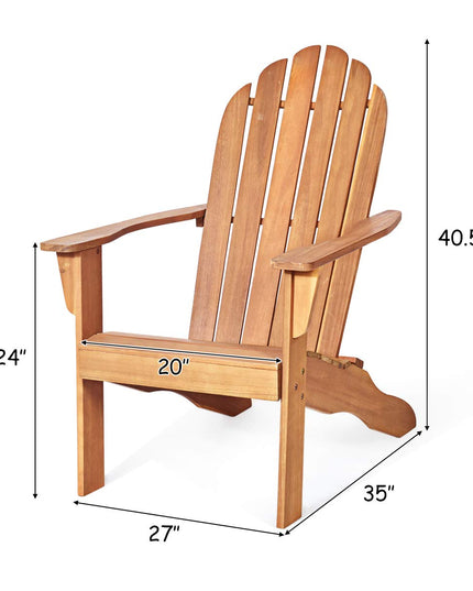 Giantex Adirondack Chairs and Table Set 3PCS Wooden W/Two Lounger Chairs and One Side Table for Yard, Patio, Garden, Poolside and Balcony