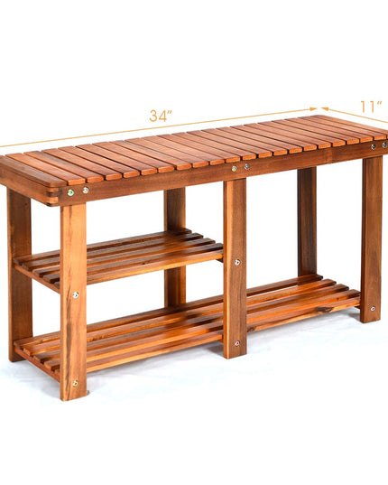 Giantex 2-Tier Shoe Bench Entryway Shoe Rack with Seat