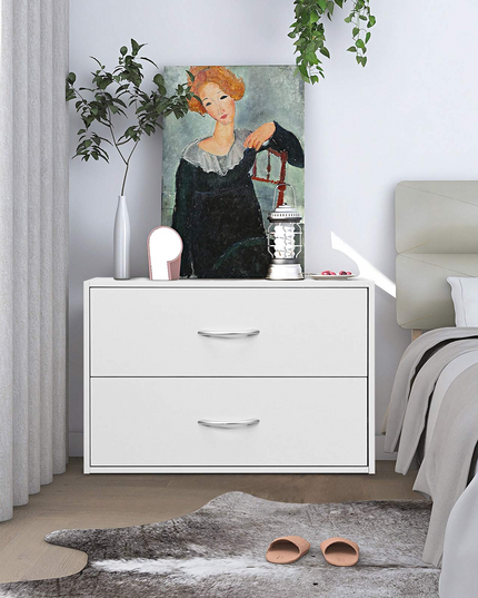 Giantex Dressers Stackable 2 Drawer Horiztonal Organizer W/Handles Dresser Tower, White