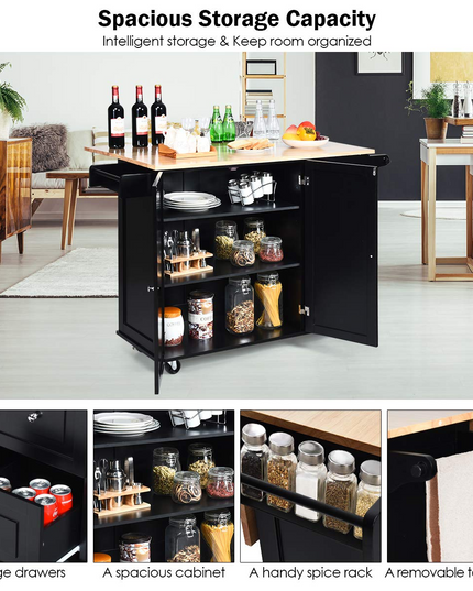Giantex Kitchen Island Cart with Drop-Leaf Tabletop