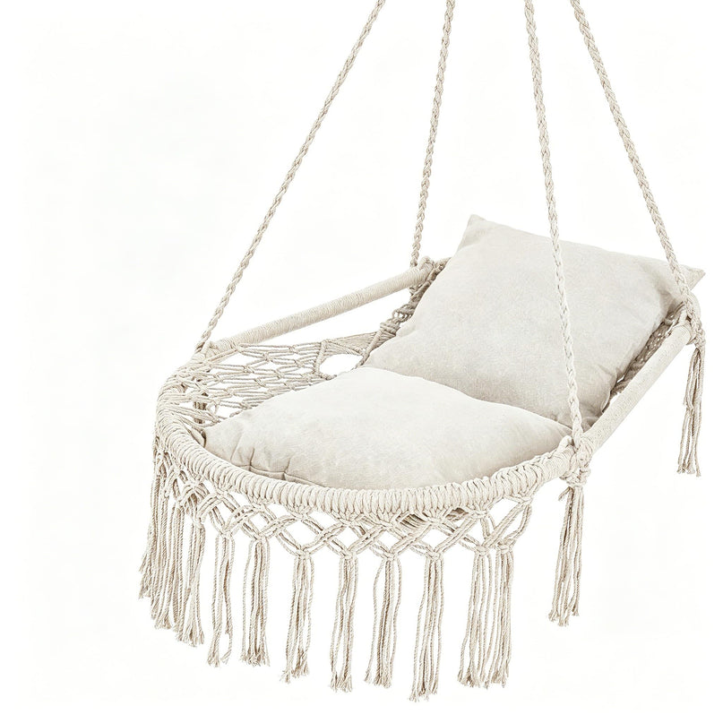 Giantex Macrame Hammock Chair w/Removable Cushions and Max 330 Lbs Hanging Chair