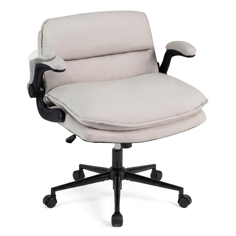 Chaise Pivotante Giantex 360° Croisée avec Accoudoirs Relevables et Siège Large Rembourré Épais