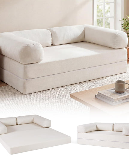 Giantex 4-in-1 Convertible Futon Couch with Comfy Corduroy Cover & L-Shaped Removable Armrests