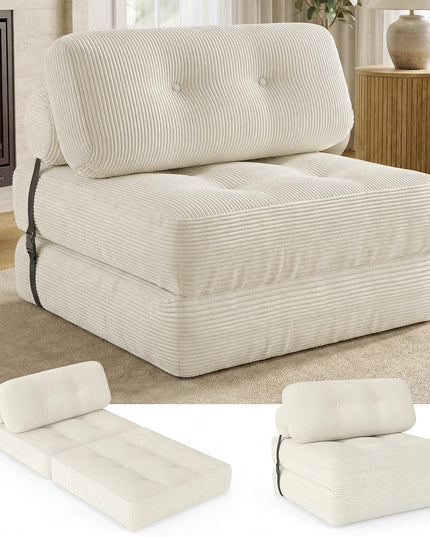 Giantex Folding Sofa Bed with Pillow Corduroy Cover & Fixing Straps