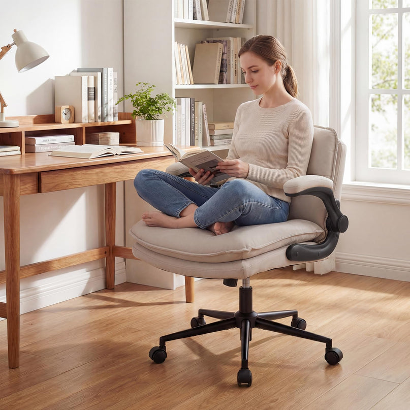 Chaise Pivotante Giantex 360° Croisée avec Accoudoirs Relevables et Siège Large Rembourré Épais