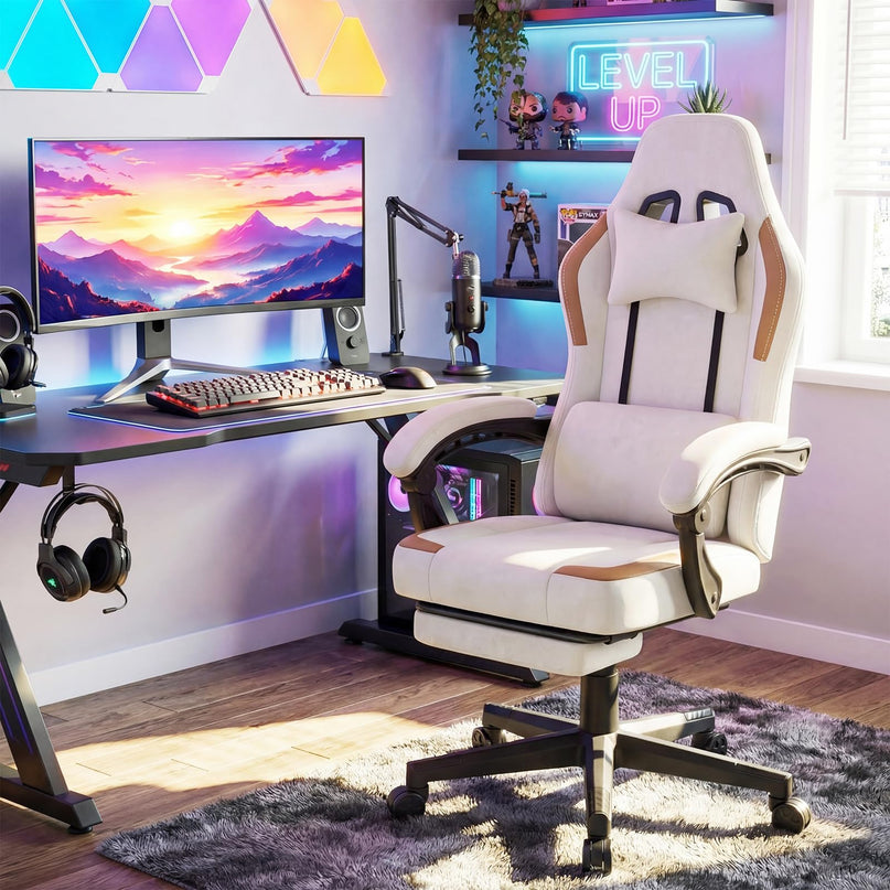 Giantex Ergonomic Video Game Chair w/Footrest Lumbar Support Headrest