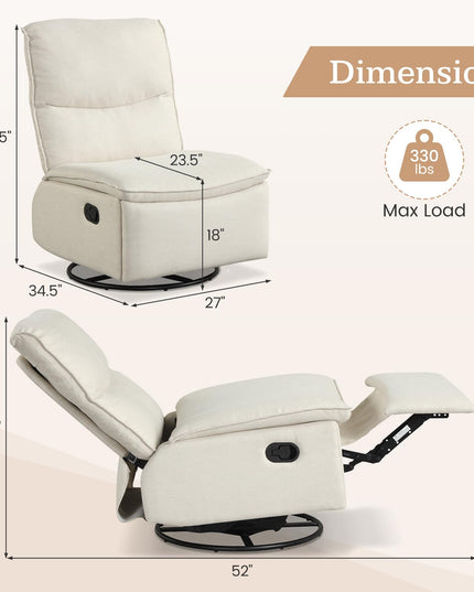 Giantex Swivel Rocking Recliner 360° Reclining Rocker Chair with Adjustable Cushioned Back