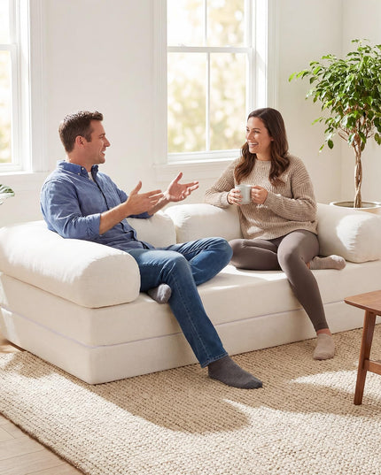 Giantex 4-in-1 Convertible Futon Couch with Comfy Corduroy Cover & L-Shaped Removable Armrests