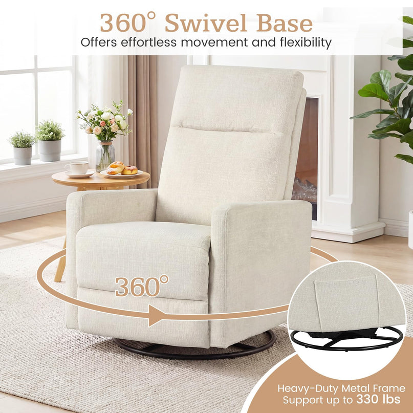 Giantex Swivel Rocker Recliner with Adjustable Cushioned Back