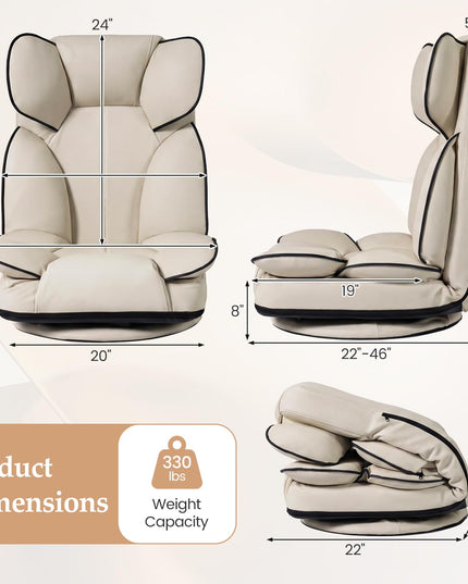 Giantex 360° Swivel Floor Gaming Chair with 6-Position Adjustable Backrest & Sponge Filling
