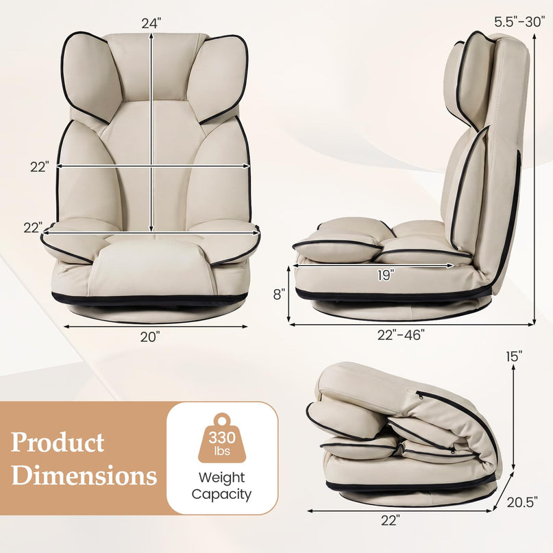 Giantex 360° Swivel Floor Gaming Chair with 6-Position Adjustable Backrest & Sponge Filling