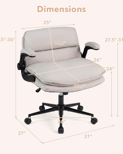 Giantex 360° Swivel Criss Cross Chair with Flip-up Arms w/Wide Thick Padded Seat