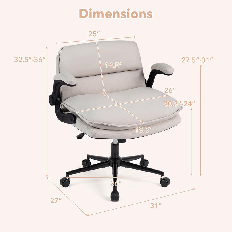 Chaise Pivotante Giantex 360° Croisée avec Accoudoirs Relevables et Siège Large Rembourré Épais