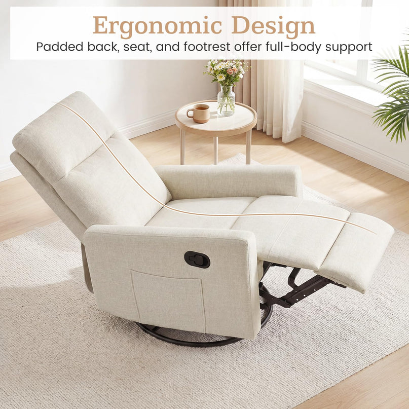 Giantex Swivel Rocker Recliner with Adjustable Cushioned Back