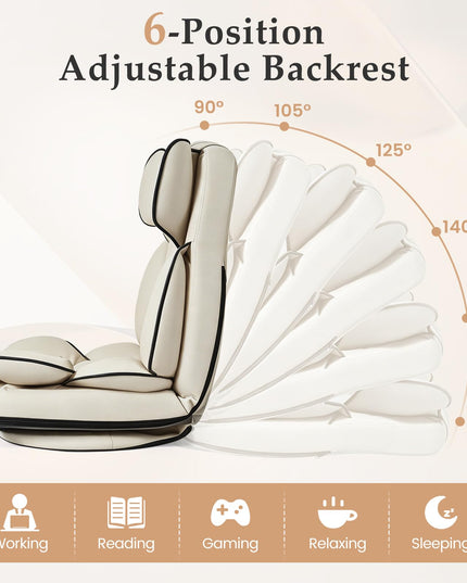 Giantex 360° Swivel Floor Gaming Chair with 6-Position Adjustable Backrest & Sponge Filling