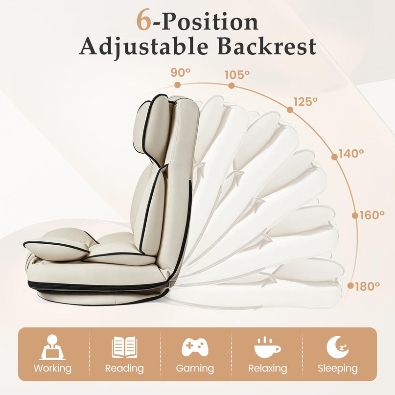 Giantex 360° Swivel Floor Gaming Chair with 6-Position Adjustable Backrest & Sponge Filling