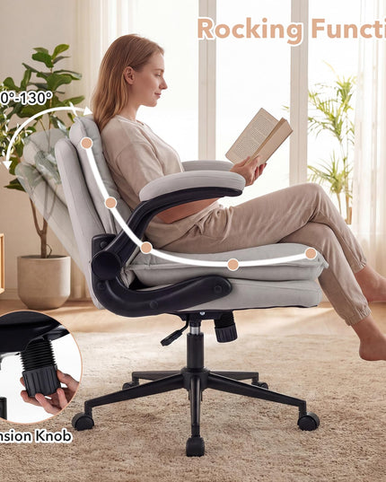 Giantex 360° Swivel Criss Cross Chair with Flip-up Arms w/Wide Thick Padded Seat
