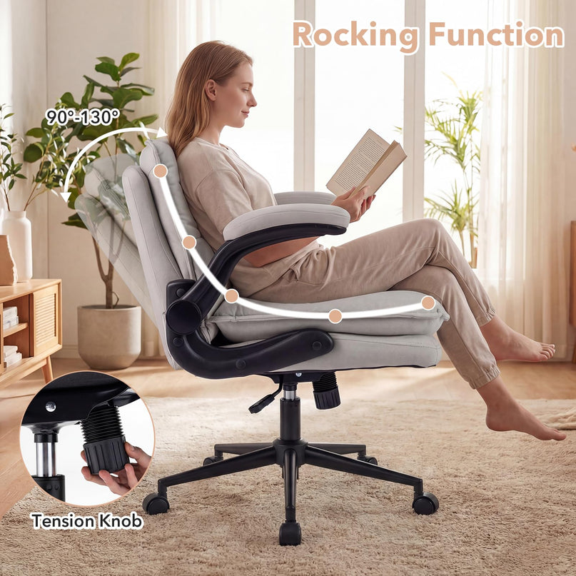 Chaise Pivotante Giantex 360° Croisée avec Accoudoirs Relevables et Siège Large Rembourré Épais