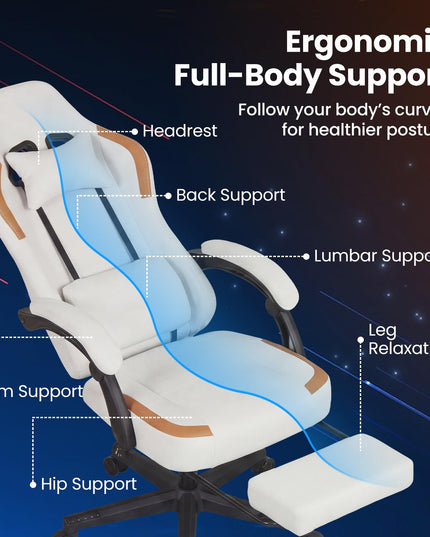 Giantex Ergonomic Video Game Chair w/Footrest Lumbar Support Headrest