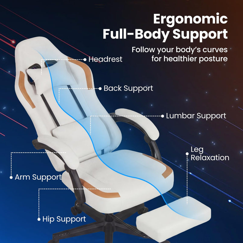 Giantex Ergonomic Video Game Chair w/Footrest Lumbar Support Headrest