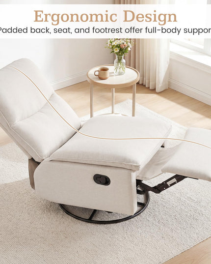 Giantex Swivel Rocking Recliner 360° Reclining Rocker Chair with Adjustable Cushioned Back